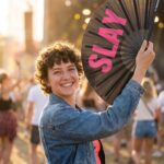 SLAY” festival fan i sort/pink – CSD & Rave accessoire – Visning 3