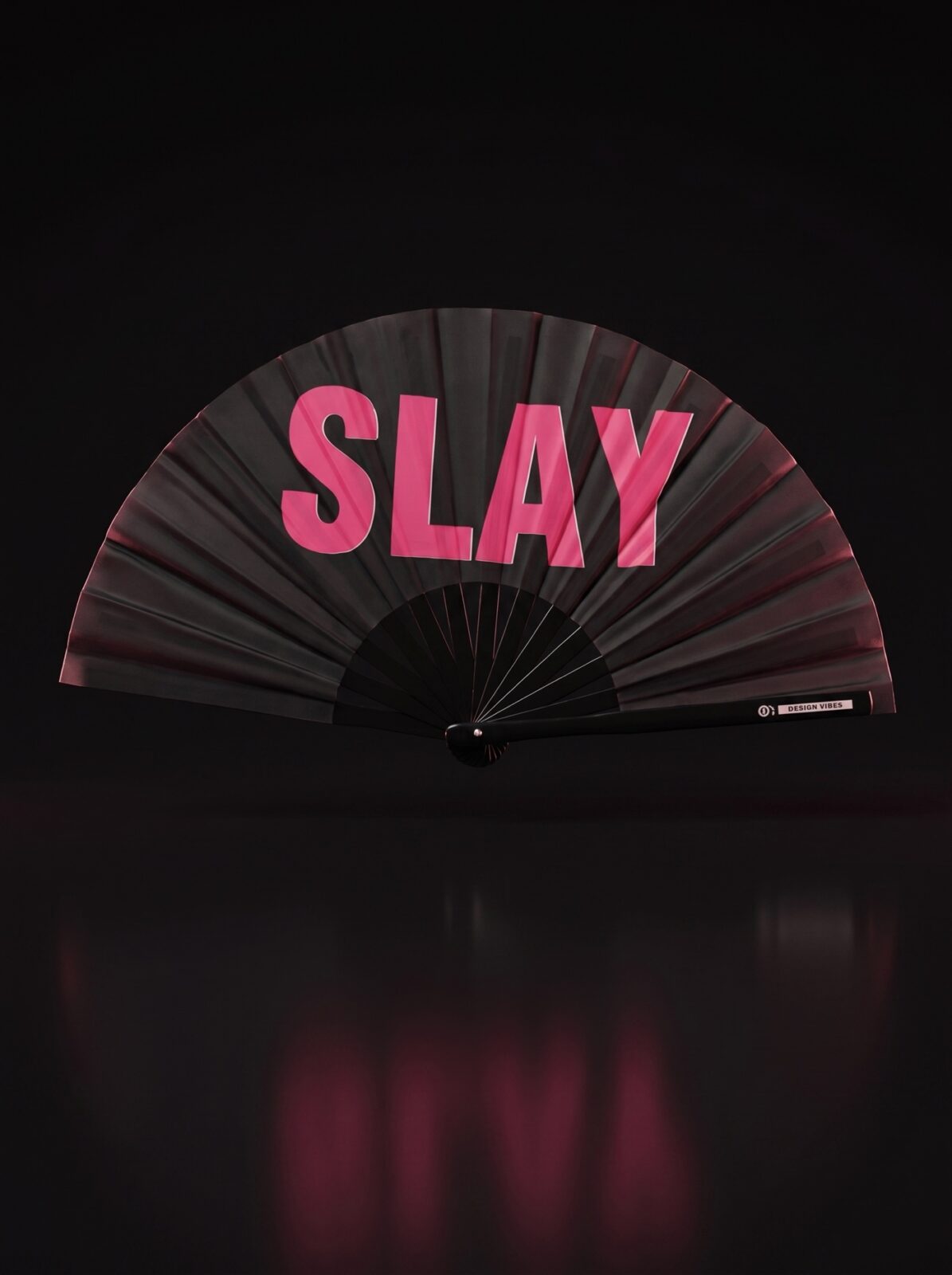 SLAY” festival fan i sort/pink – CSD & Rave accessoire