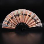 Festival Fan “MAKE ME SWEAT” holografisk rosaguld – Rave – Visning 1