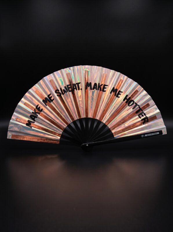 Festival Fan "MAKE ME SWEAT" holografisk rosaguld - Rave