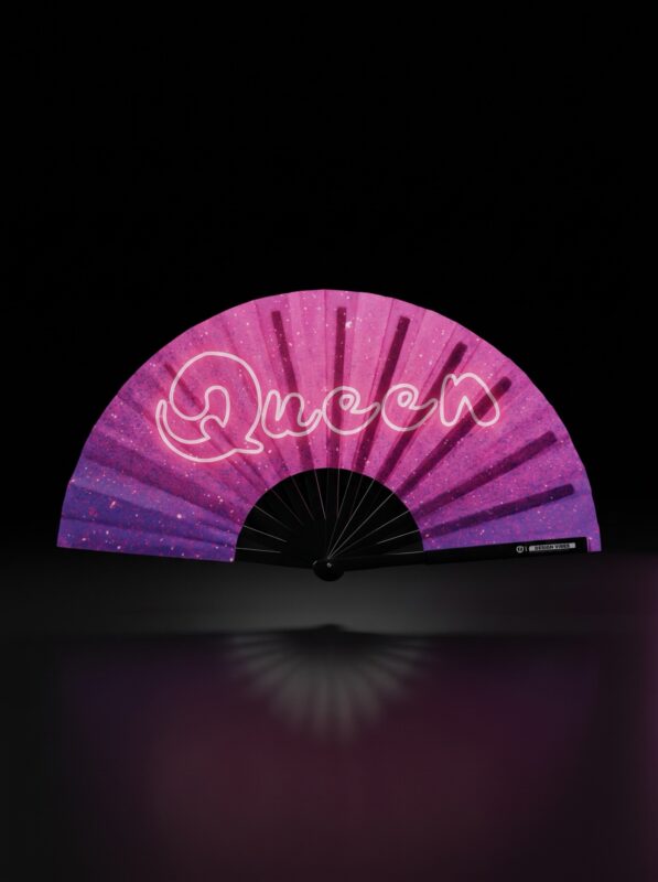 Festival Fan "Queen" pink-lilla galakse glimmer - Rave & CSD