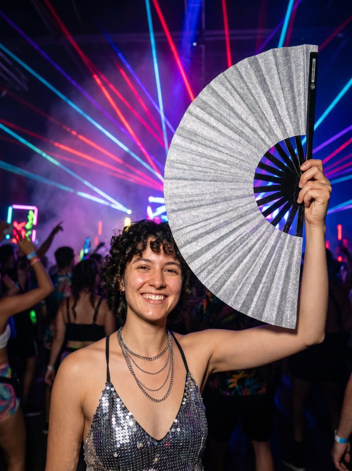 Festivalvifte sølvglimmer – funklende rave- & pride-tilbehør – Visning 2