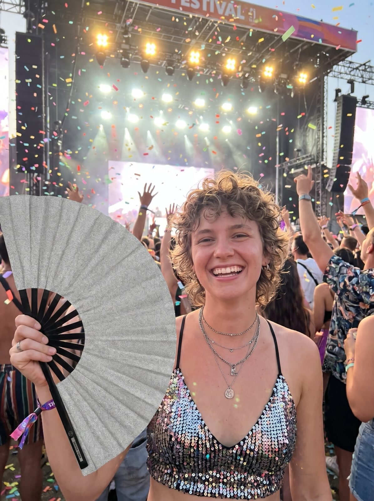 Festivalvifte sølvglimmer – funklende rave- & pride-tilbehør – Visning 4