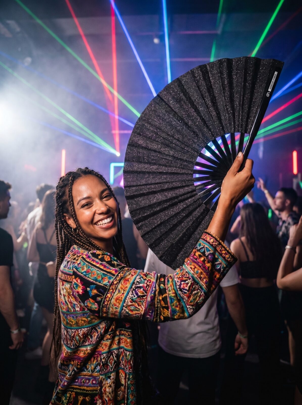 Festivalvifte sort glimmer – elegant rave- & pride-tilbehør – Visning 2