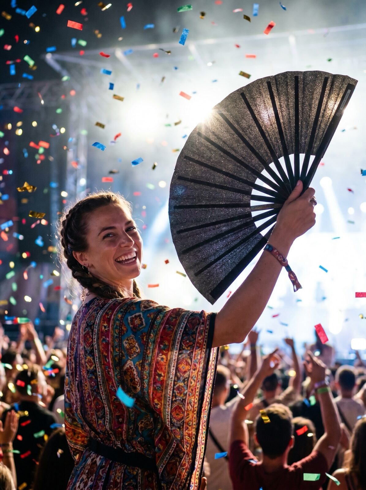 Festivalvifte sort glimmer – elegant rave- & pride-tilbehør – Visning 4