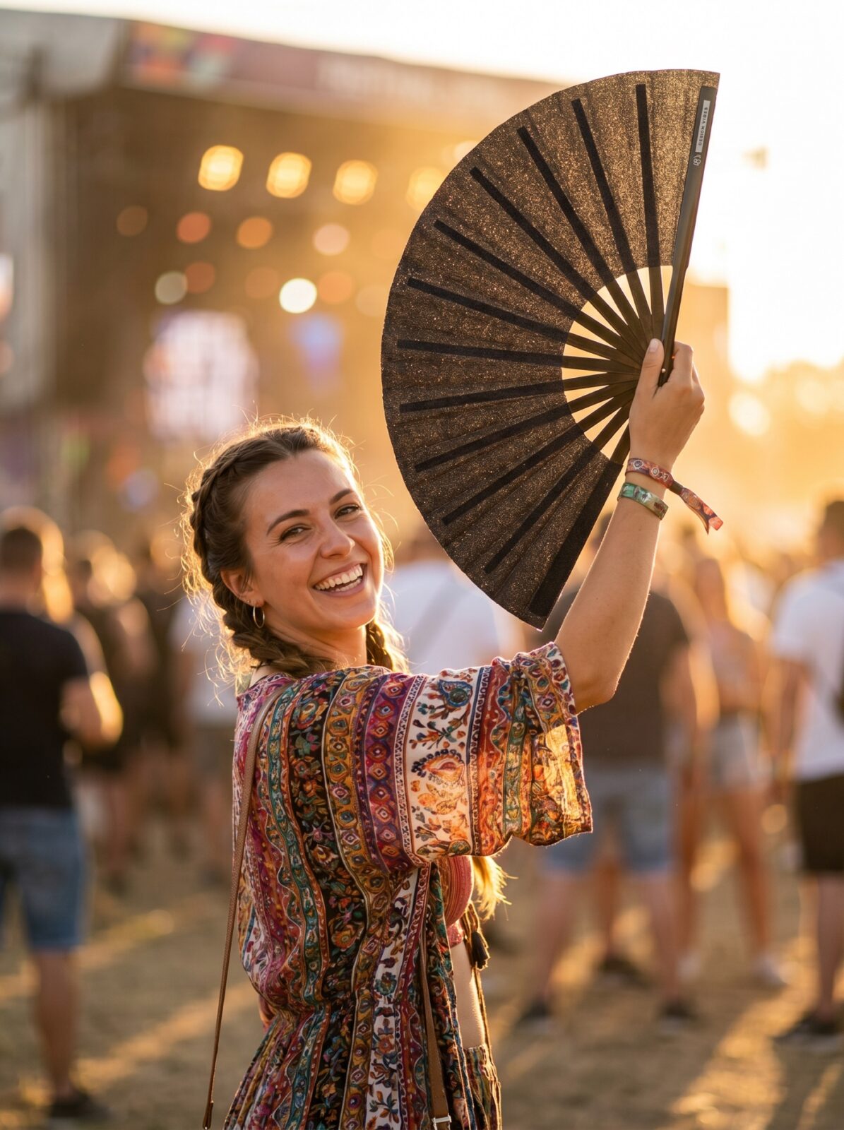 Festivalvifte sort glimmer – elegant rave- & pride-tilbehør – Visning 3