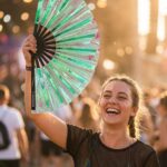 Festival Fan holografisk grøn – iriserende accessoire til rave – Visning 3