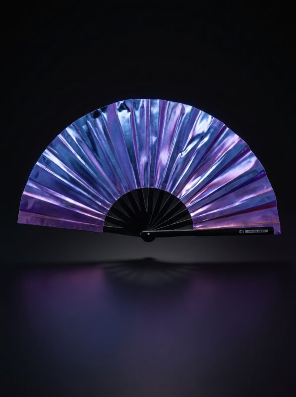 Festival Fan holografisk blå-lilla metallic - Rave accessoire