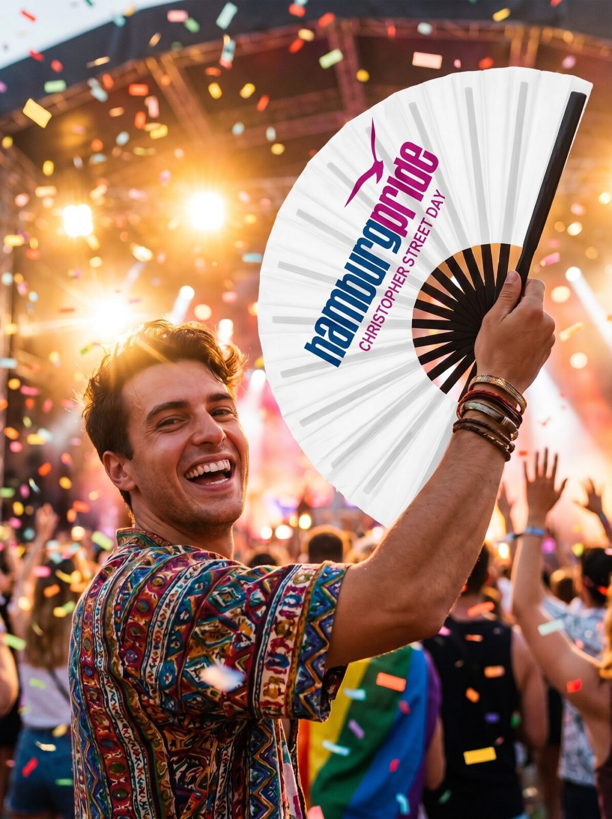 Festival-Fächer Hamburg Pride CSD in Weiß, Logo-Edition, Visning 4