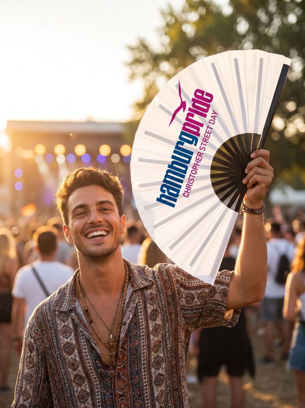 Festival-Fächer Hamburg Pride CSD in Weiß, Logo-Edition, Visning 3