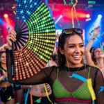 Festival Fan sort med regnbue prikker – Rave & CSD – Visning 4
