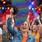 Festival Fan mørkeblå med regnbuehjerter – CSD & Pride – Visning 4