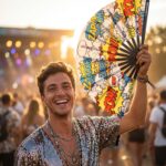 Festival Fan “ZAP BOOM POW” gul comic – Rave & Party – Visning 3