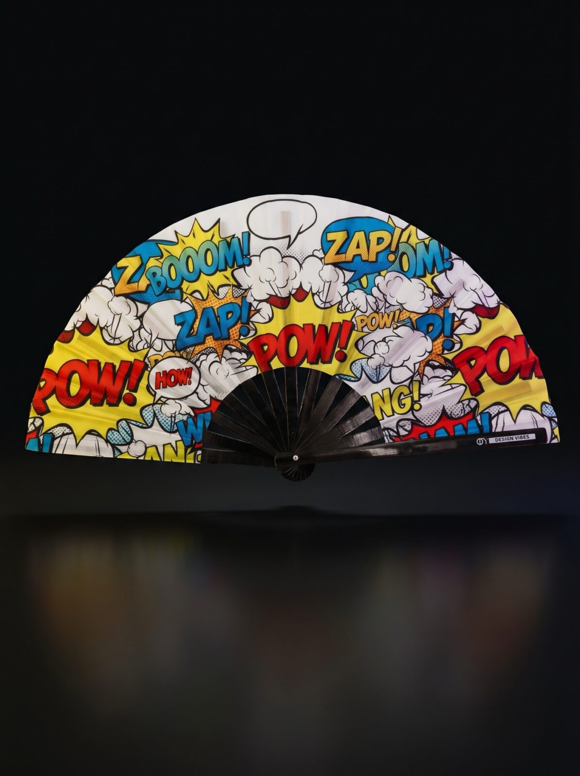 Festival Fan “ZAP BOOM POW” gul comic – Rave & Party