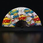 Festival Fan “ZAP BOOM POW” gul comic – Rave & Party – Visning 1
