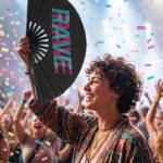 Festival Fan “Rave” sort blågrøn-pink – techno & rave accessoire – Visning 4