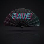 Festival Fan “Rave” sort blågrøn-pink – techno & rave accessoire – Visning 1
