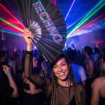 Festival Fan “Techno” Sort Teal-Pink – Techno & Rave – Visning 2