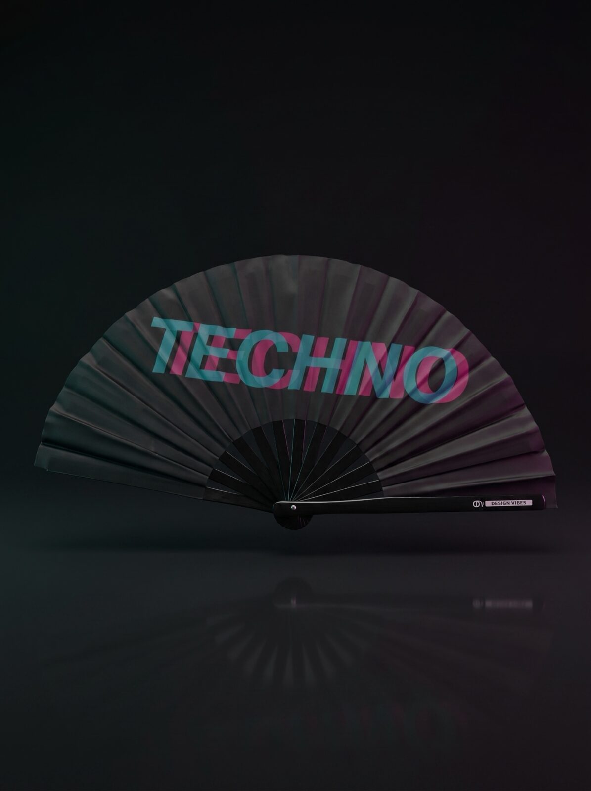 Festival Fan “Techno” Sort Teal-Pink – Techno & Rave