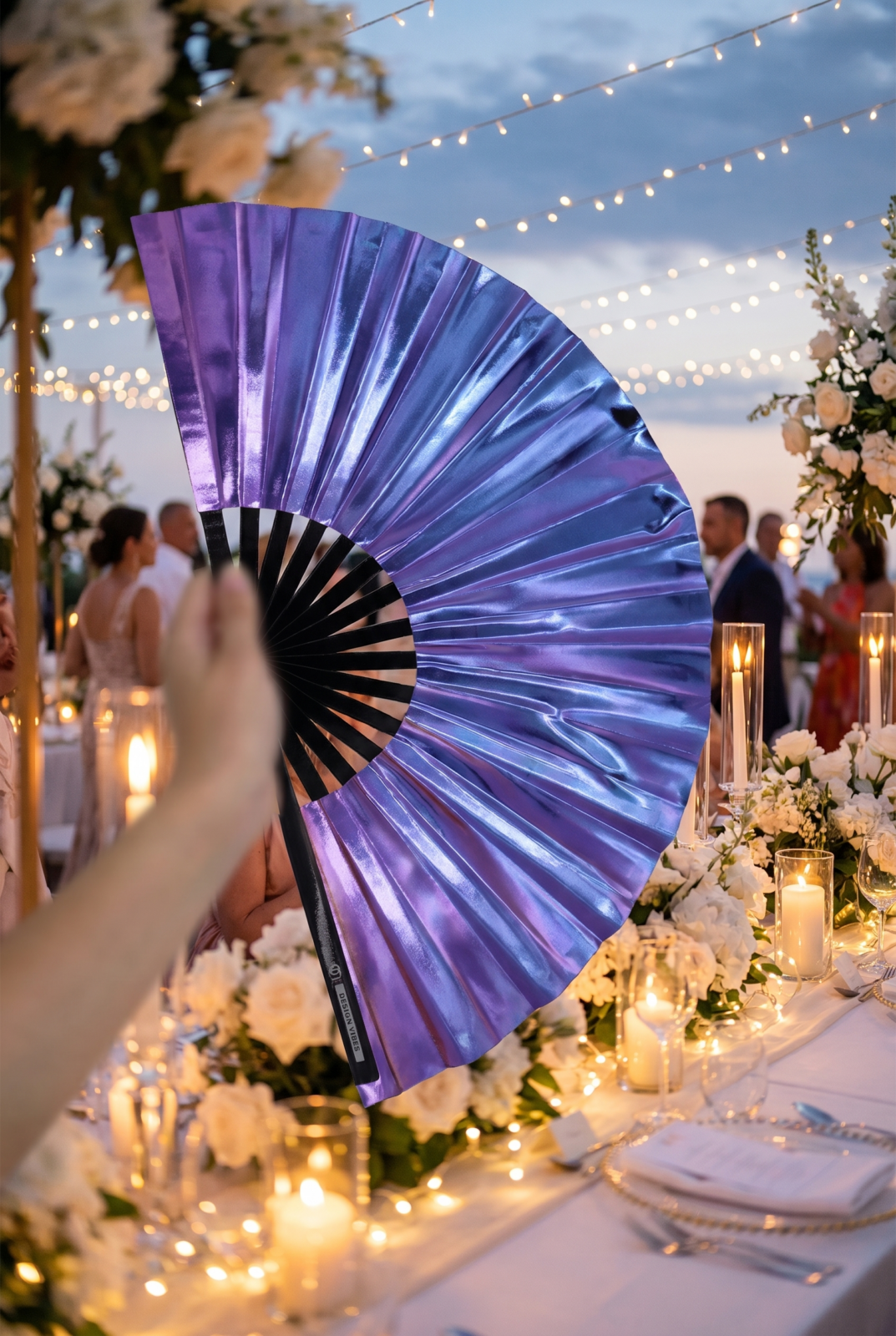 Festival Fan holografisk blå-lilla metallic – Rave accessoire – Visning 7