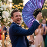 Festival Fan holografisk blå-lilla metallic – Rave accessoire – Visning 8