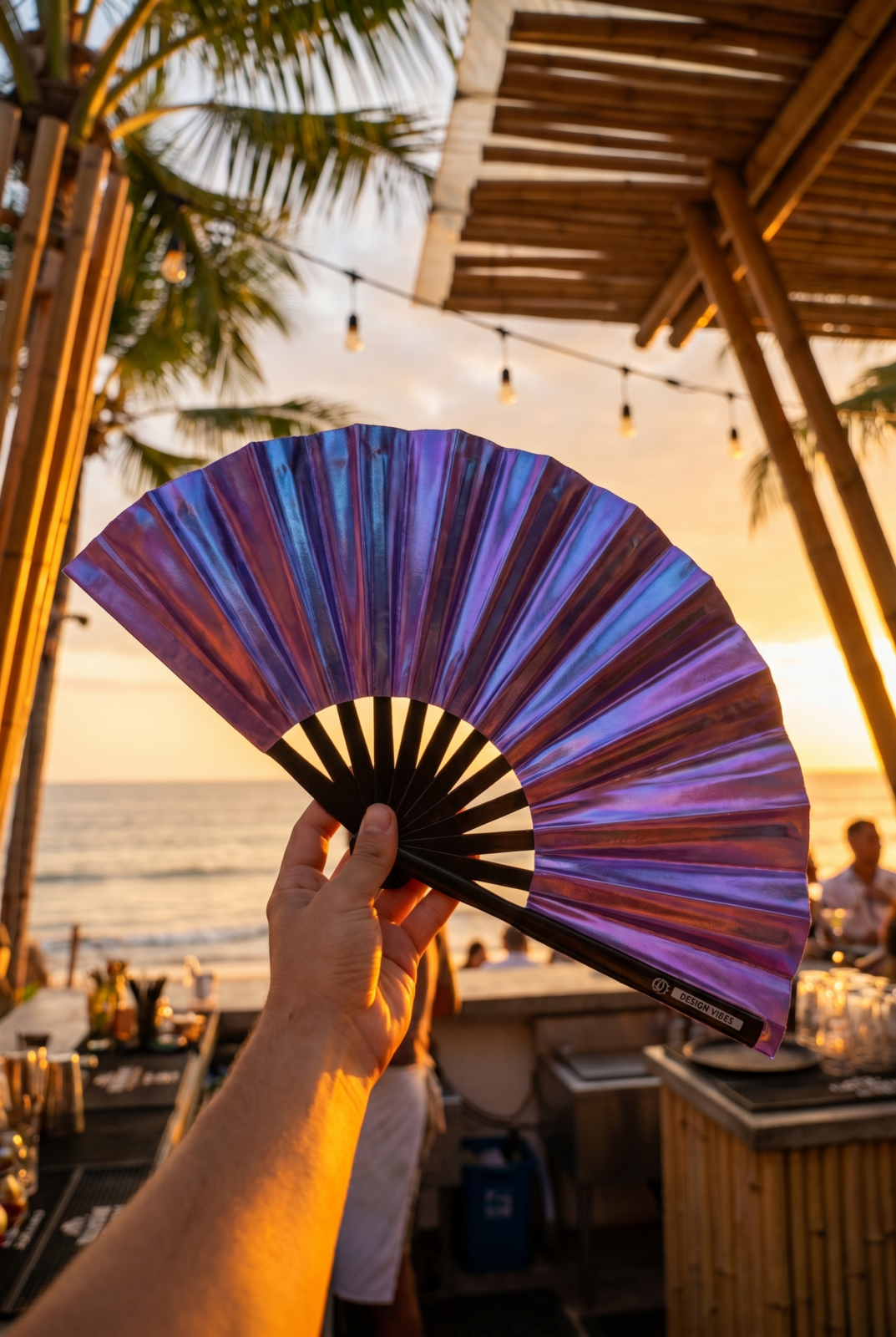 Festival Fan holografisk blå-lilla metallic – Rave accessoire – Visning 6