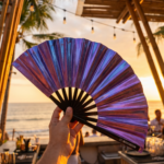 Festival Fan holografisk blå-lilla metallic – Rave accessoire – Visning 6
