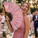 Festival Fan holografisk pink – iriserende Pride accessoire – Visning 5