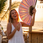 Festival Fan holografisk pink – iriserende Pride accessoire – Visning 8