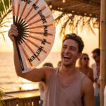 Festival Fan “MAKE ME SWEAT” holografisk rosaguld – Rave – Visning 6