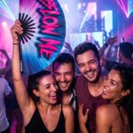 BLOW ME” festival fan i lilla-blå – Rave & CSD accessoire – Visning 5