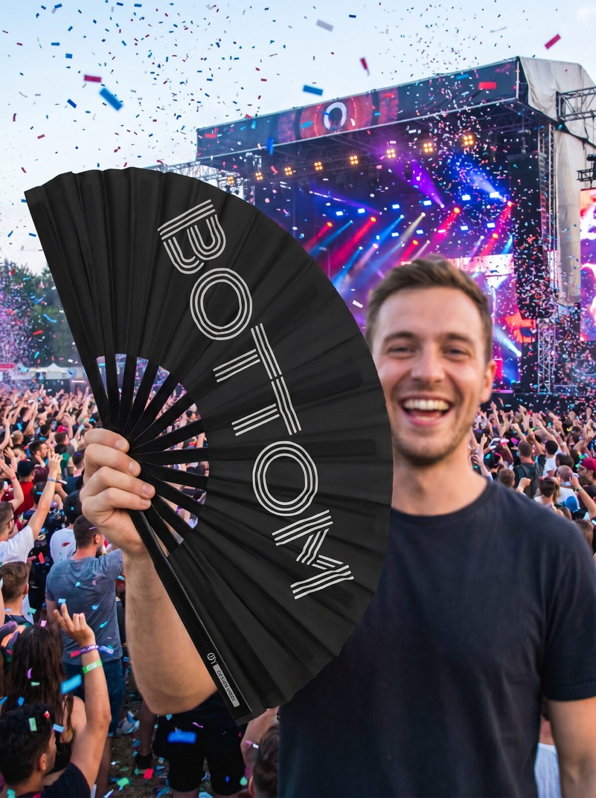 Festival Fan “BOTTOM” i sort – CSD & Rave accessoire – Visning 4