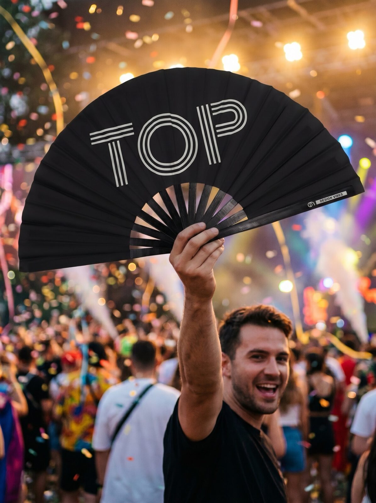 Festival Fan “TOP” i sort – Rave & Pride statement – Visning 4