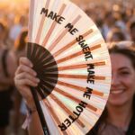 Festival Fan “MAKE ME SWEAT” holografisk rosaguld – Rave – Visning 3