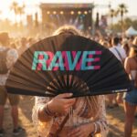 Festival Fan “Rave” sort blågrøn-pink – techno & rave accessoire – Visning 5