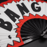 Festival Fan »BANG«, comic i rødt og hvidt, til Rave og fest, Visning 8