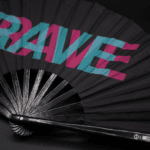 Festival Fan „RAVE“ sort, blågrøn-lyserød, Techno- og rave-accessoire, Visning 8