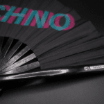 Festival Fan „TECHNO“ sort, blågrøn-lyserød, Techno & Rave, Visning 6