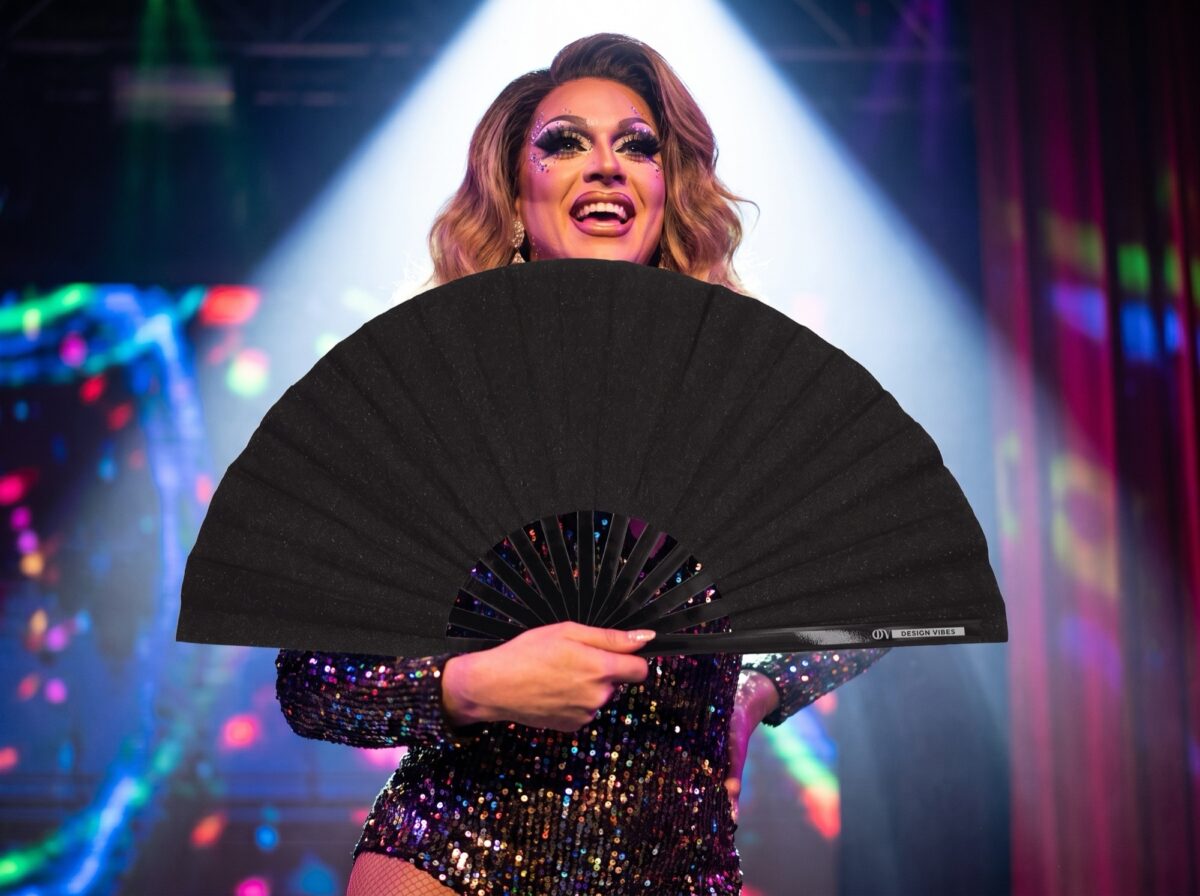 Festival Fans i sort med glimmer, elegant til Rave og CSD, Visning 5