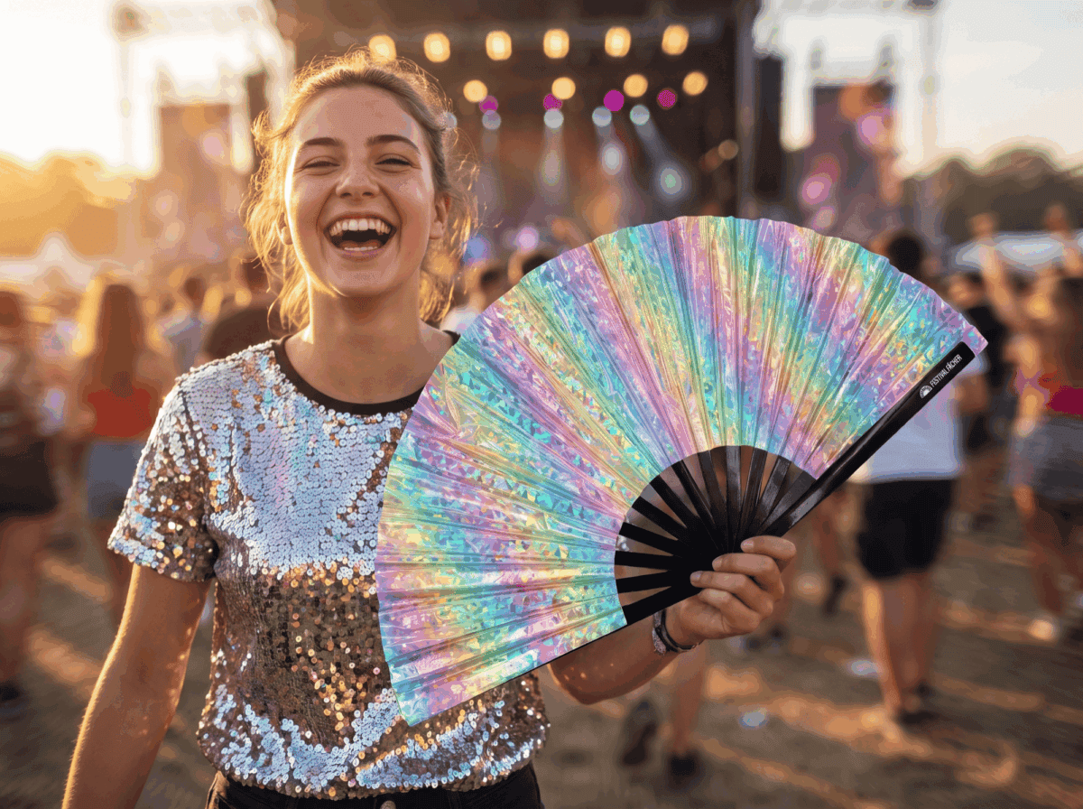 Festival Fans Holo Kristall Pastel til rave og festivaler, Visning 3