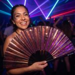 Festival Fan, holografisk, gennemsigtig, burgunderfarvet til festivaler og rave-fester, Visning 2