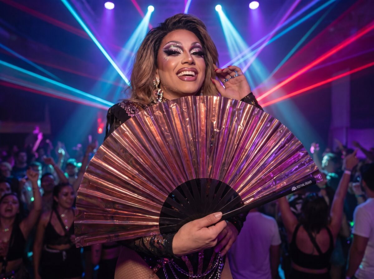 Festival Fan, holografisk, gennemsigtig, burgunderfarvet til festivaler og rave-fester, Visning 5