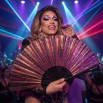 Festival Fan, holografisk, gennemsigtig, burgunderfarvet til festivaler og rave-fester, Visning 5