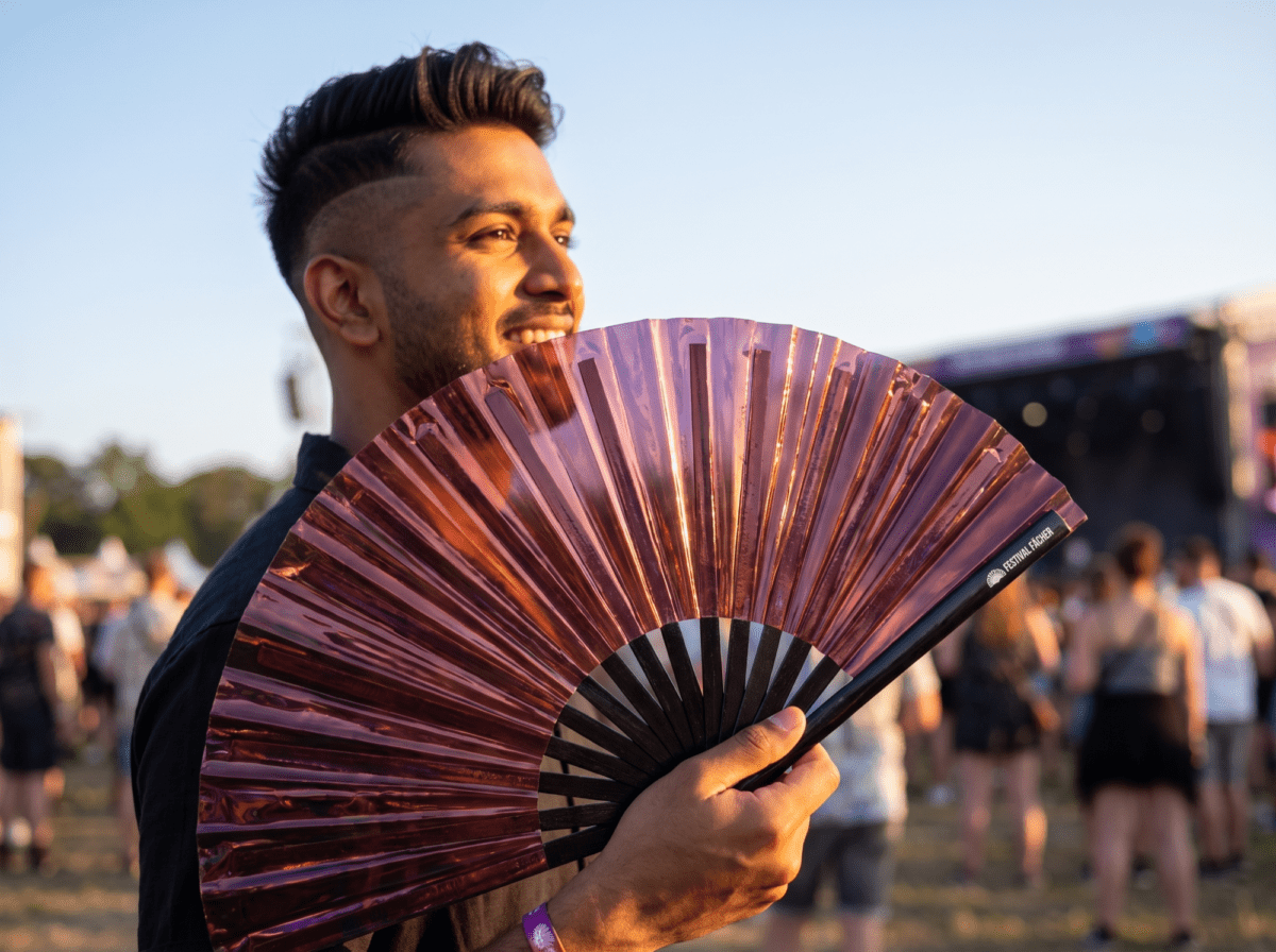Festival Fan, holografisk, gennemsigtig, burgunderfarvet til festivaler og rave-fester, Visning 3