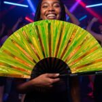 Festival Fans, holografisk, gennemsigtig, neongrøn, til rave og Techno, Visning 2