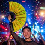 Festival Fans, holografisk, gennemsigtig, neongrøn, til rave og Techno, Visning 4