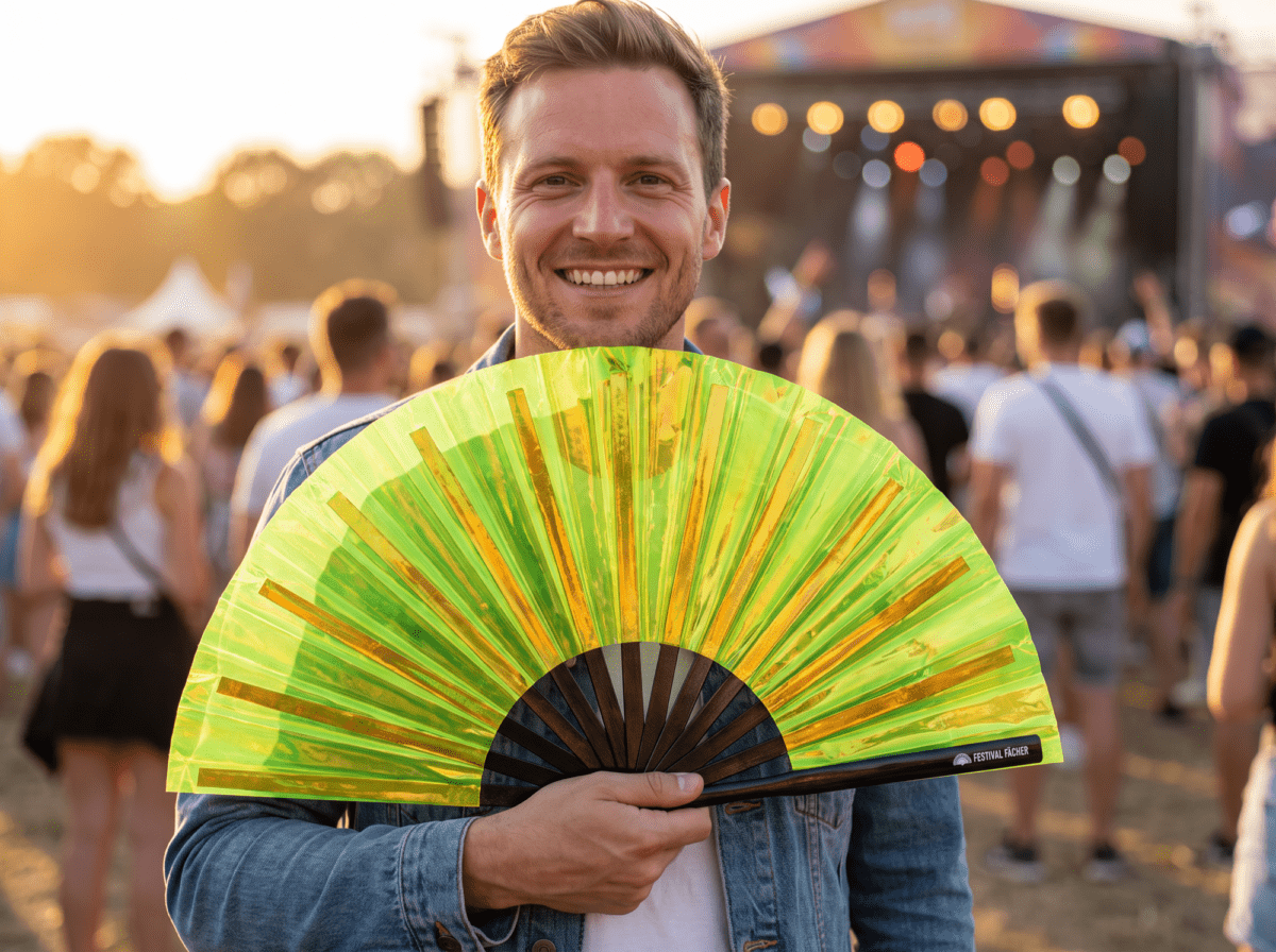 Festival Fans, holografisk, gennemsigtig, neongrøn, til rave og Techno, Visning 3