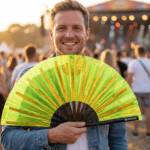 Festival Fans, holografisk, gennemsigtig, neongrøn, til rave og Techno, Visning 3