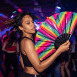 Festival Fans, gennemsigtige med regnbuefarvede striber til CSD & Pride, Visning 2