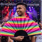 Festival Fans, gennemsigtige med regnbuefarvede striber til CSD & Pride, Visning 4